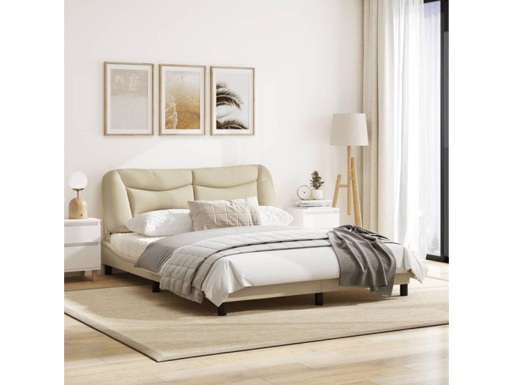 Beige Fabric Bed Frame, 160 x 200 cm
