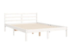 White Solid Wood Bed Frame, 140 x 190 cm