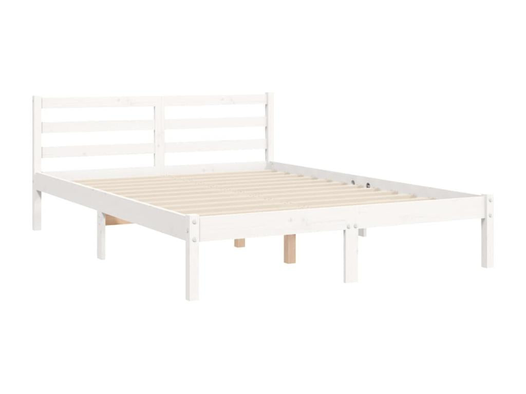 White Solid Wood Bed Frame, 140 x 190 cm