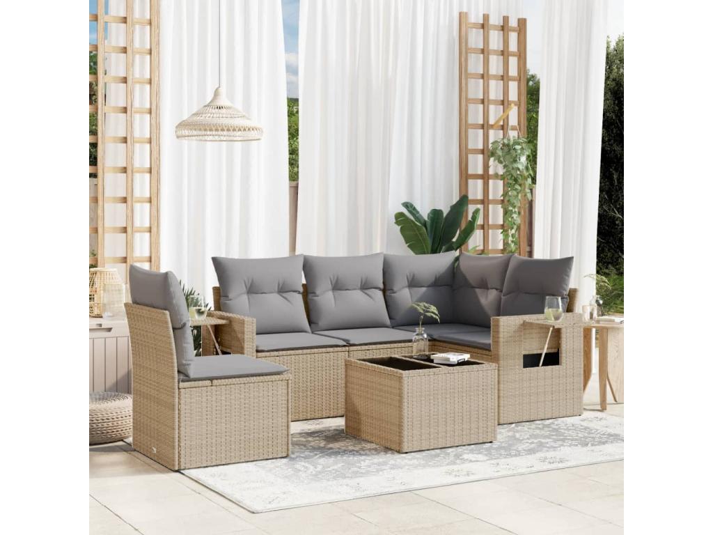 Beige Woven Resin Wicker Outdoor Furniture Set - dlz1766587484012