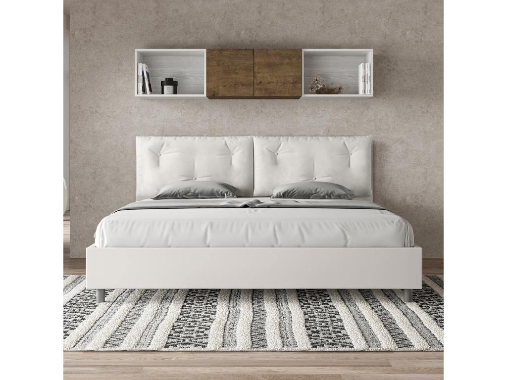 White Faux Leather Bed, 200 x 200 cm