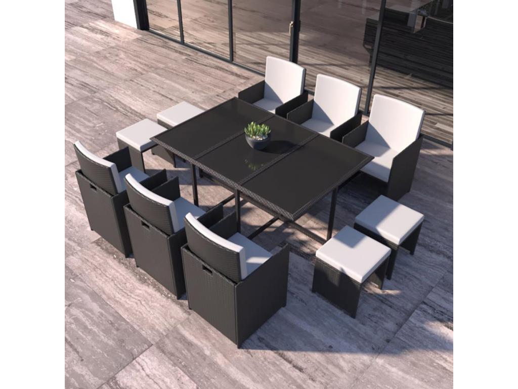 Black Woven Resin Wicker Outdoor Furniture Set - dlz1766587550686