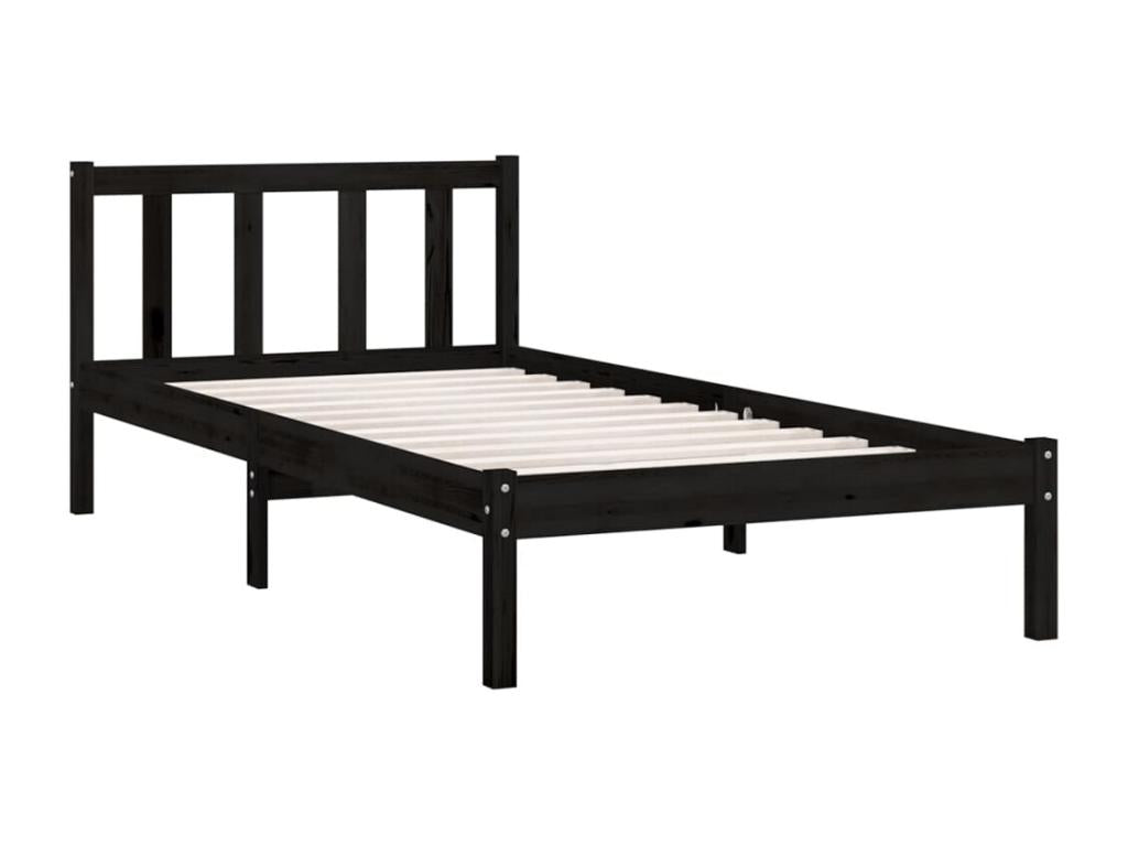 Black Pine Wood Bed Frame, 75 x 190 cm