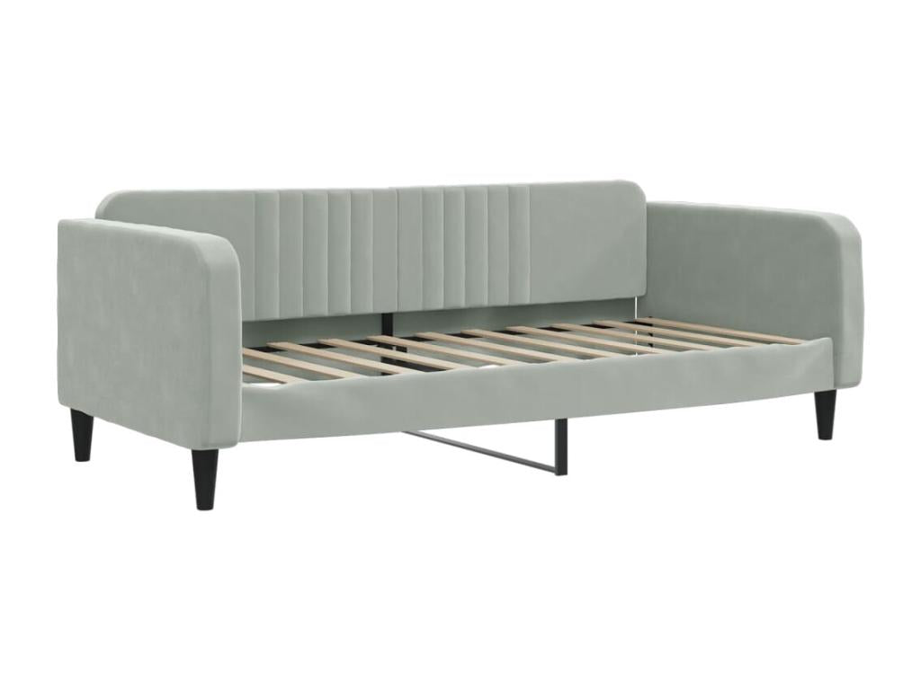 Gray Velvet Bed, 90 x 190 cm