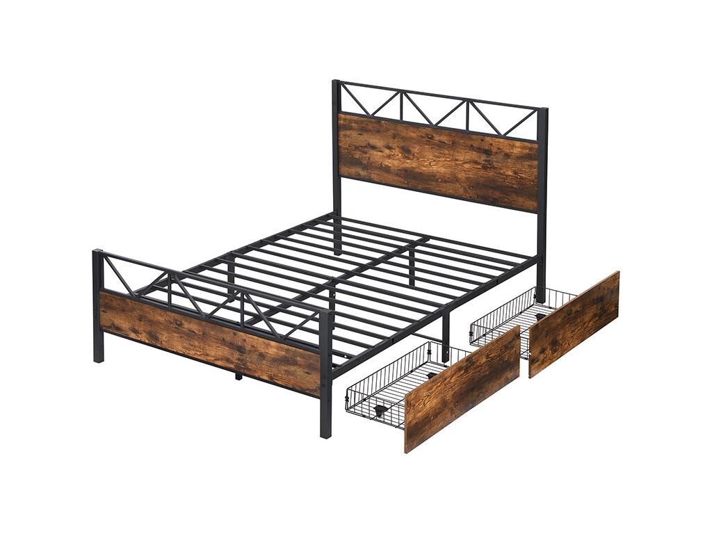 Black Metal Bed, 140 x 200 cm