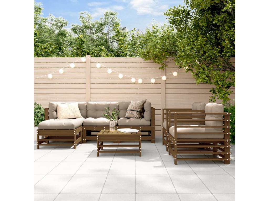 Brown Solid Wood Outdoor Furniture Set