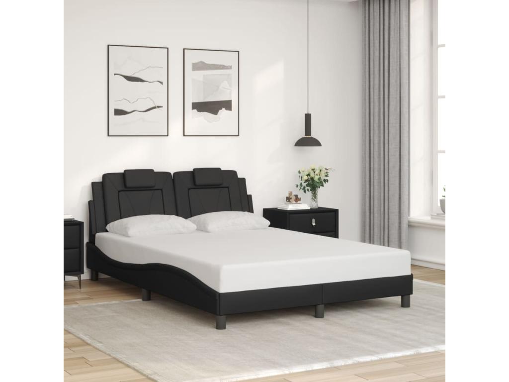 Black Faux Leather Bed Frame, 140 x 200 cm