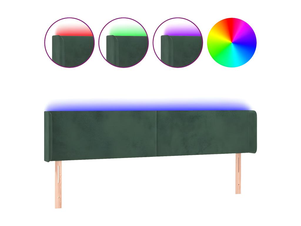 Green Velvet Bed, 183 x 16 x 78 cm
