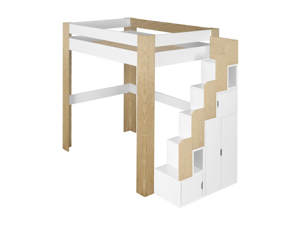 White Solid Wood Bed, 90 x 190 cm