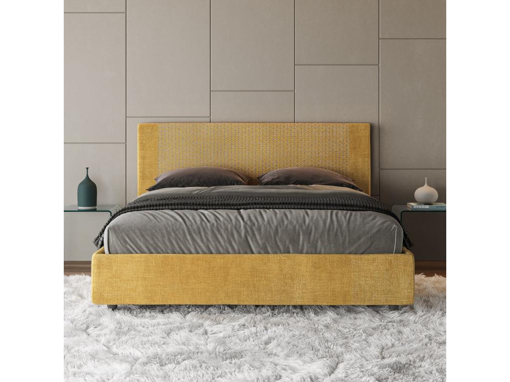 Yellow Fabric Bed, 160 x 190 cm