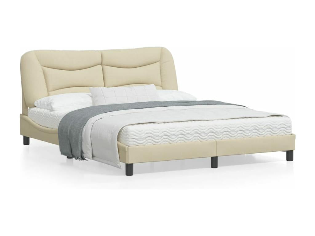 Beige Fabric Bed Frame, 160 x 200 cm