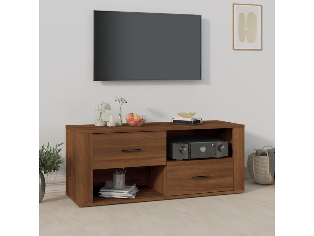 Brown Engineered Wood TV Stand, 100 x 35 x 40 cm