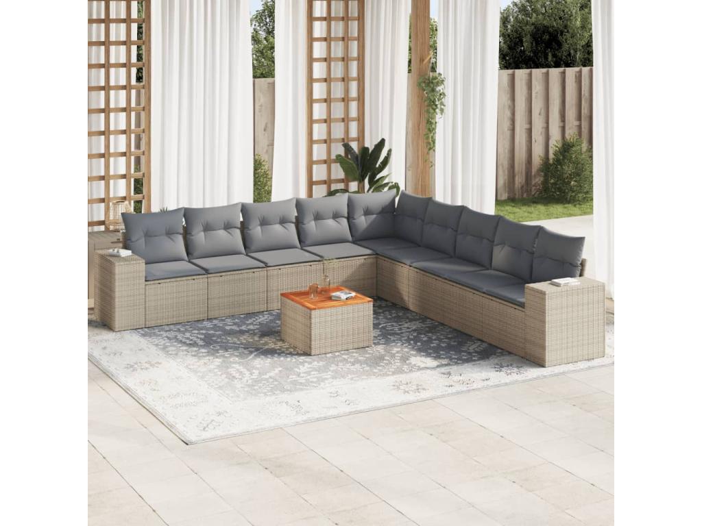 Beige Woven Resin Wicker Outdoor Furniture Set - dlz1766587557111