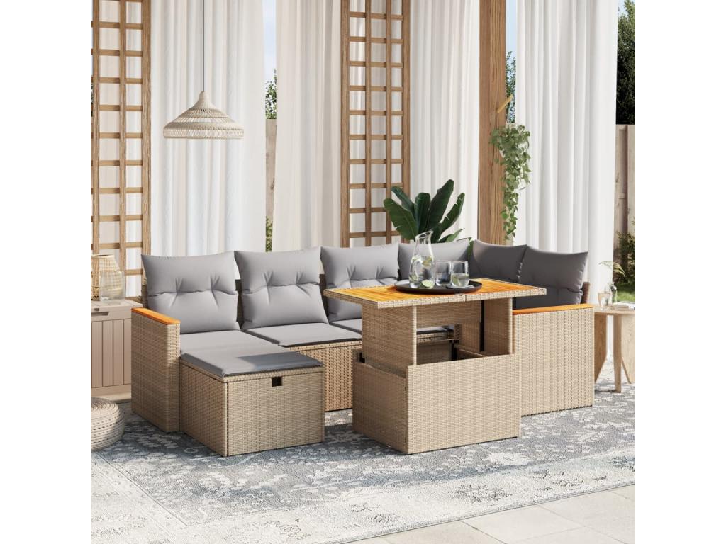 Beige Woven Resin Wicker Outdoor Furniture Set - dlz1766587276047