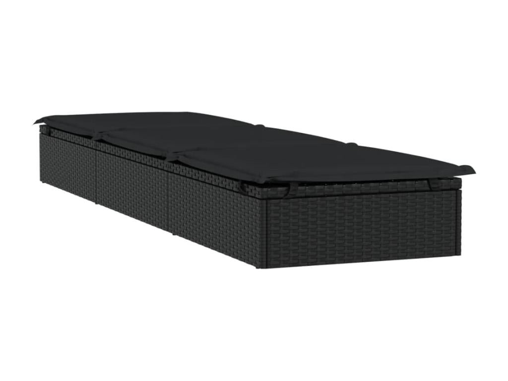 Black Chaise Lounge, 201 x 55 x 20 cm