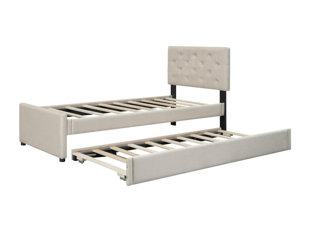 Beige Velvet Mattress, 90 x 200 cm