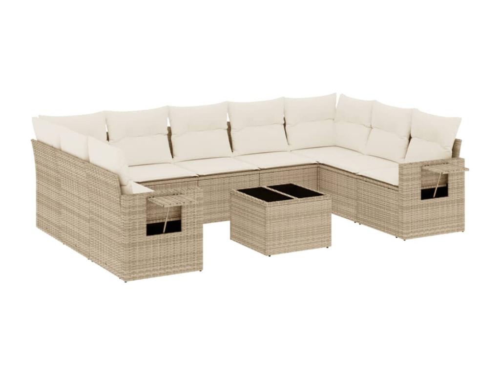 Beige Woven Resin Wicker Outdoor Furniture Set