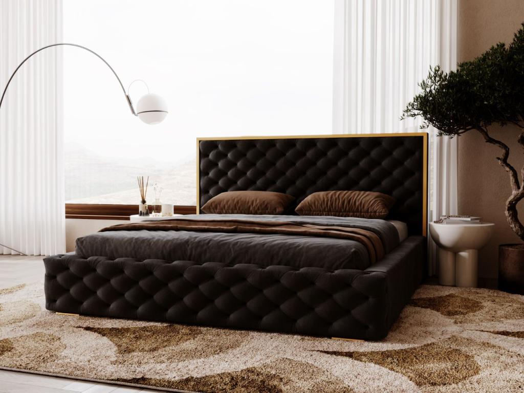 Black Velvet Bed, 120 x 200 cm