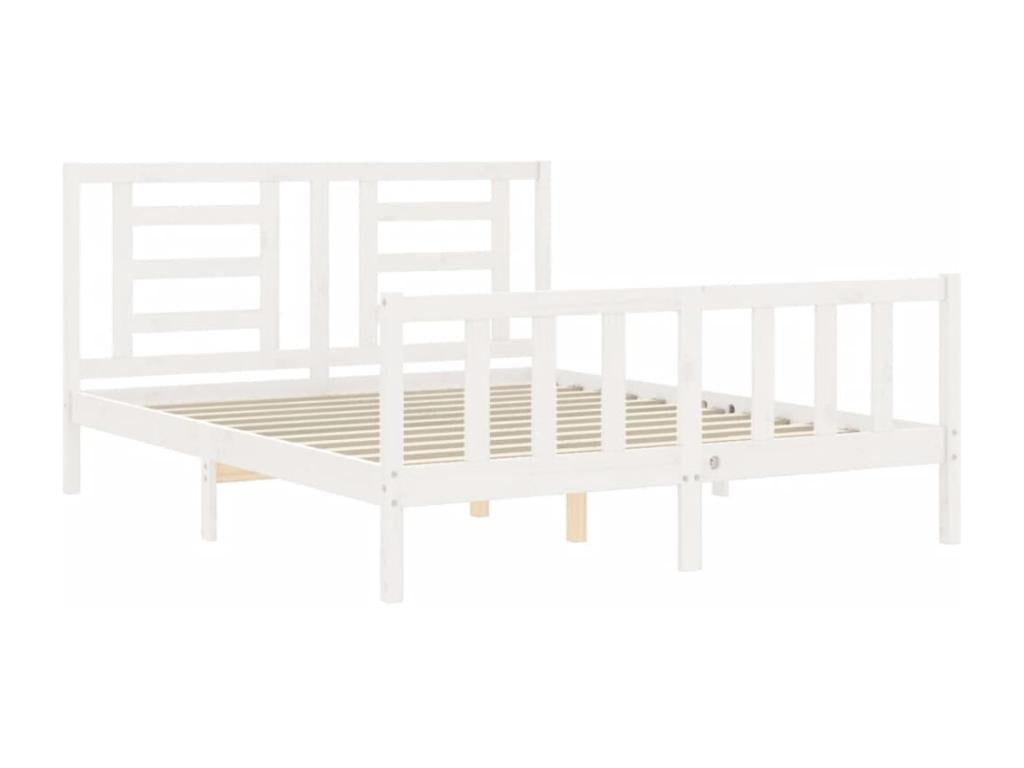 White Solid Wood Bed Frame, 160 x 200 cm