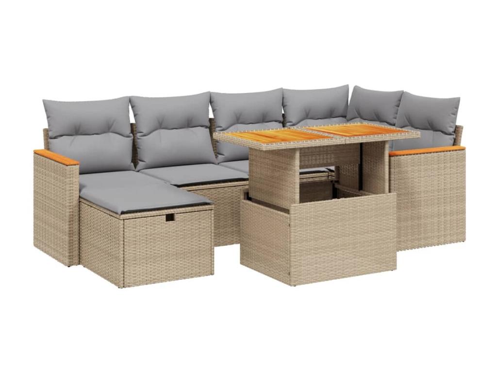 Beige Woven Resin Wicker Outdoor Furniture Set - dlz1766587276047