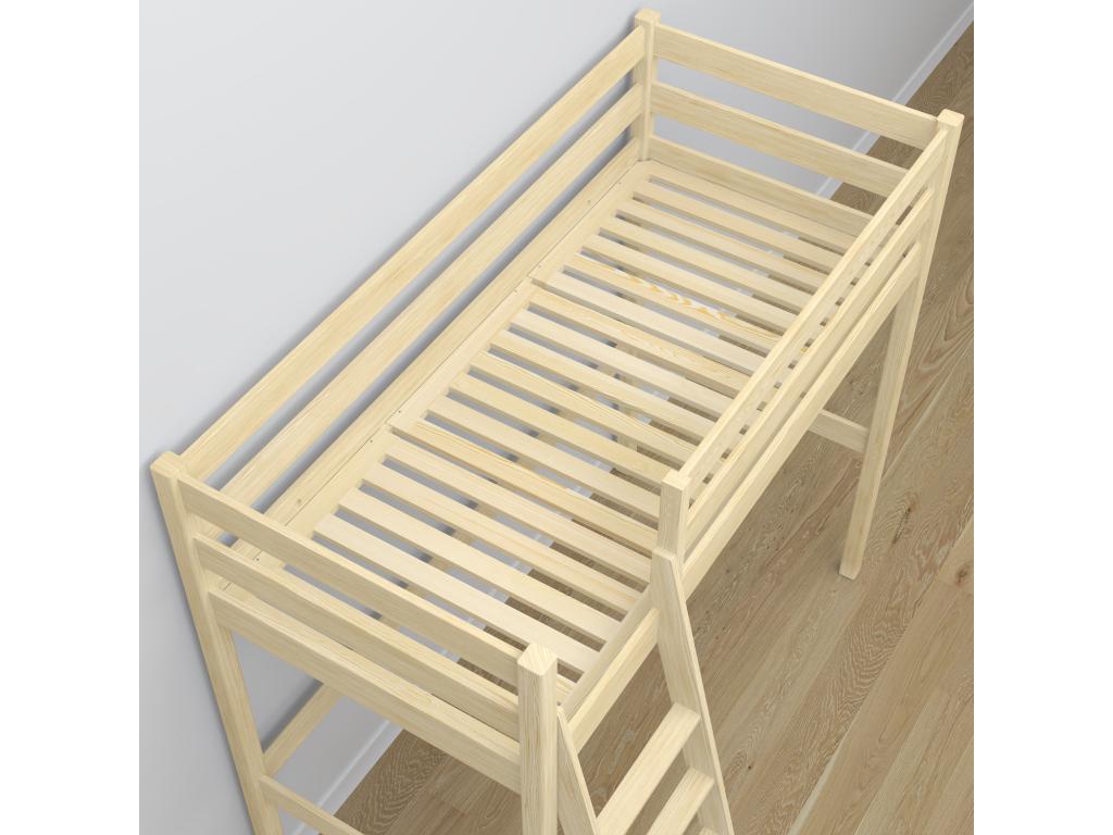 Yellow Pine Wood Bed, 80 x 190 cm