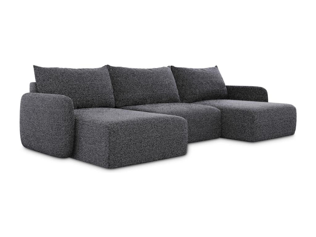Black Boucle Fabric Sofa Bed