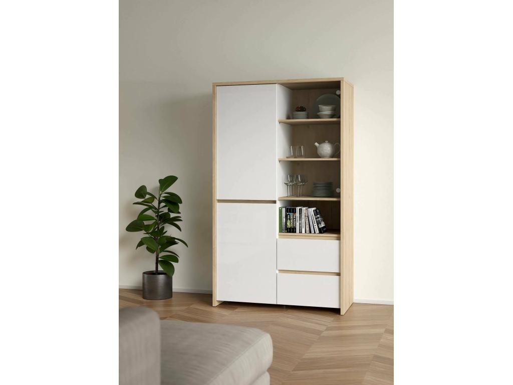 Beige Oak Wood Sideboard, 100 x 48 cm