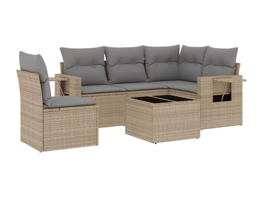 Beige Woven Resin Wicker Outdoor Furniture Set - dlz1766587484012