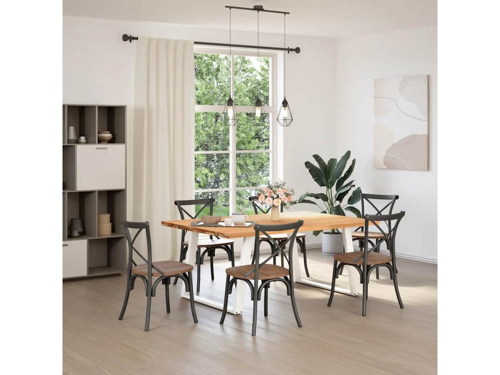 Brown Oak Wood Dining Table