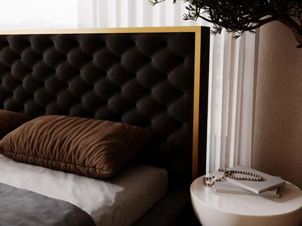 Black Velvet Bed, 120 x 200 cm