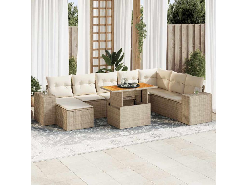 Beige Woven Resin Wicker Outdoor Furniture Set - dlz1766587458926
