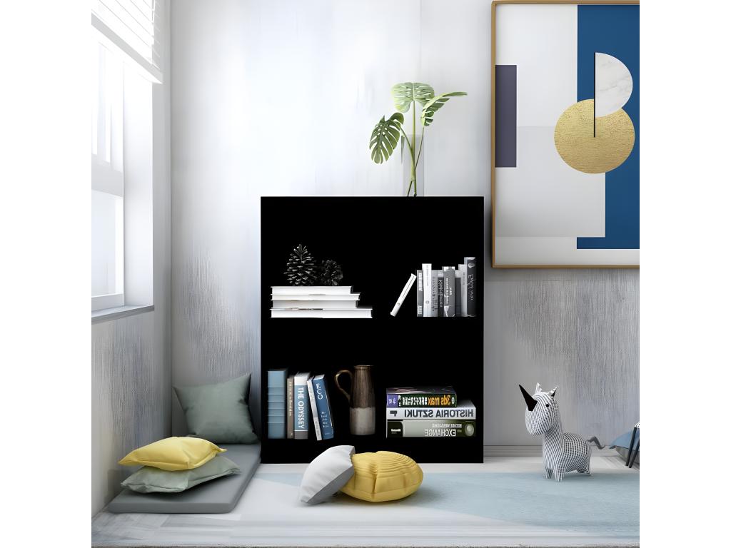 Black Engineered Wood Bookcase, 60 x 24 x 74.5 cm