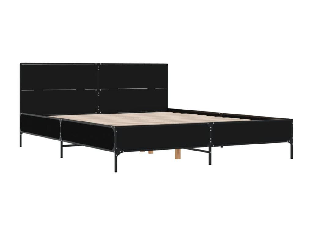 Black Engineered Wood Bed Frame, 140 x 200 cm