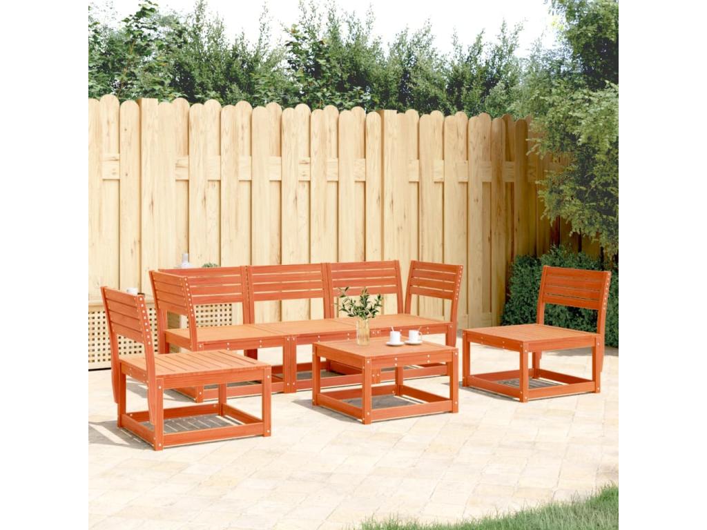 Brown Pine Wood Outdoor Furniture Set - dlz1766587703839