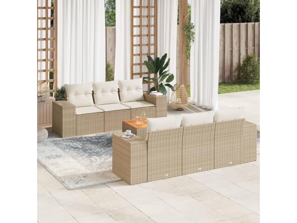 Beige Woven Resin Wicker Outdoor Furniture Set - dlz1766587445652