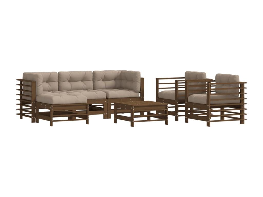 Brown Solid Wood Outdoor Furniture Set