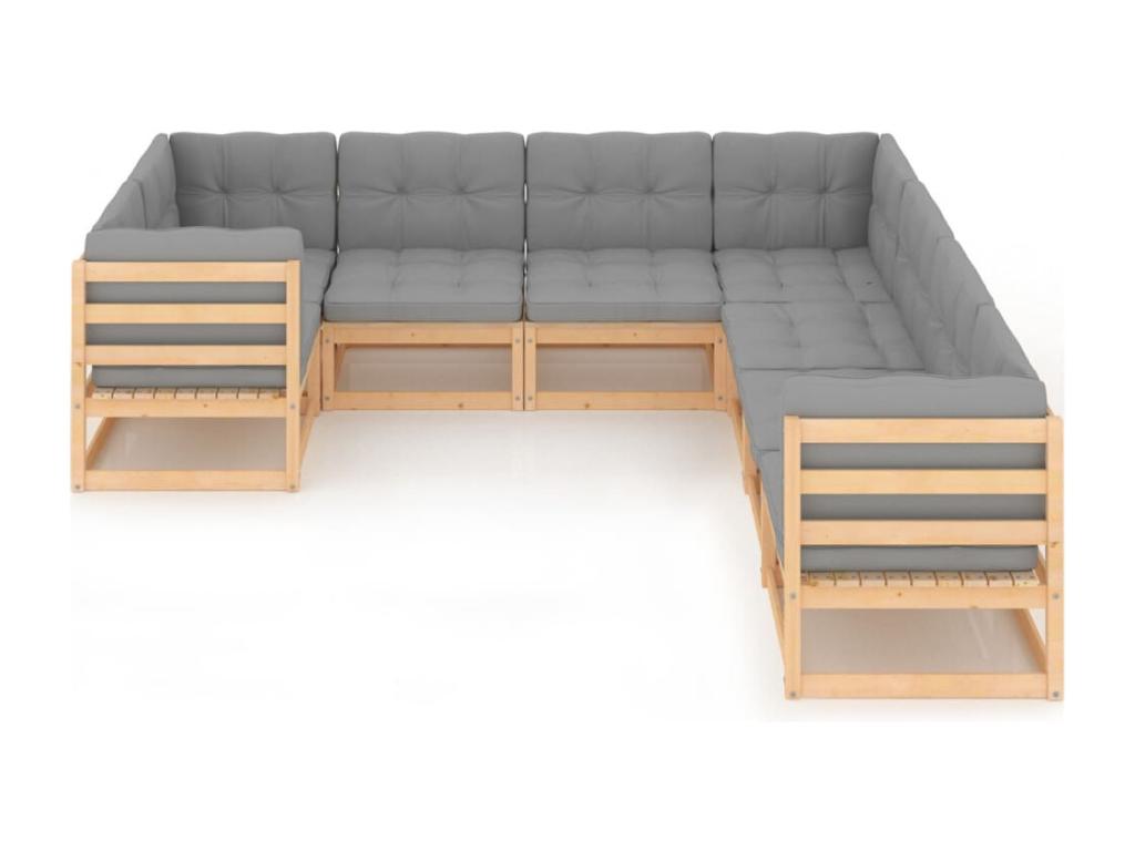 Gray Pine Wood Outdoor Furniture Set