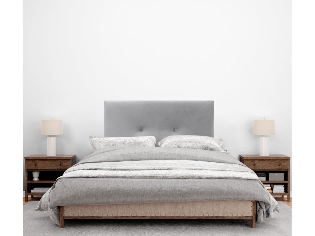 Gray Velvet Bed, 110 x 115 cm