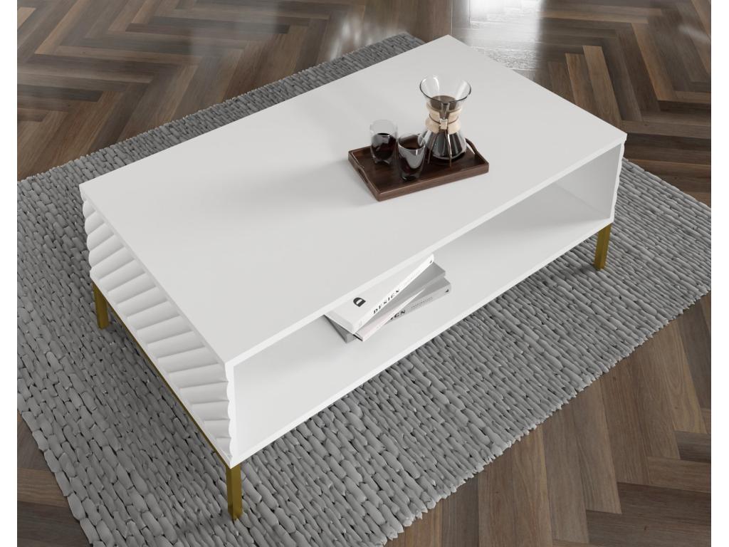White Metal Coffee Table, 90 x 60 cm