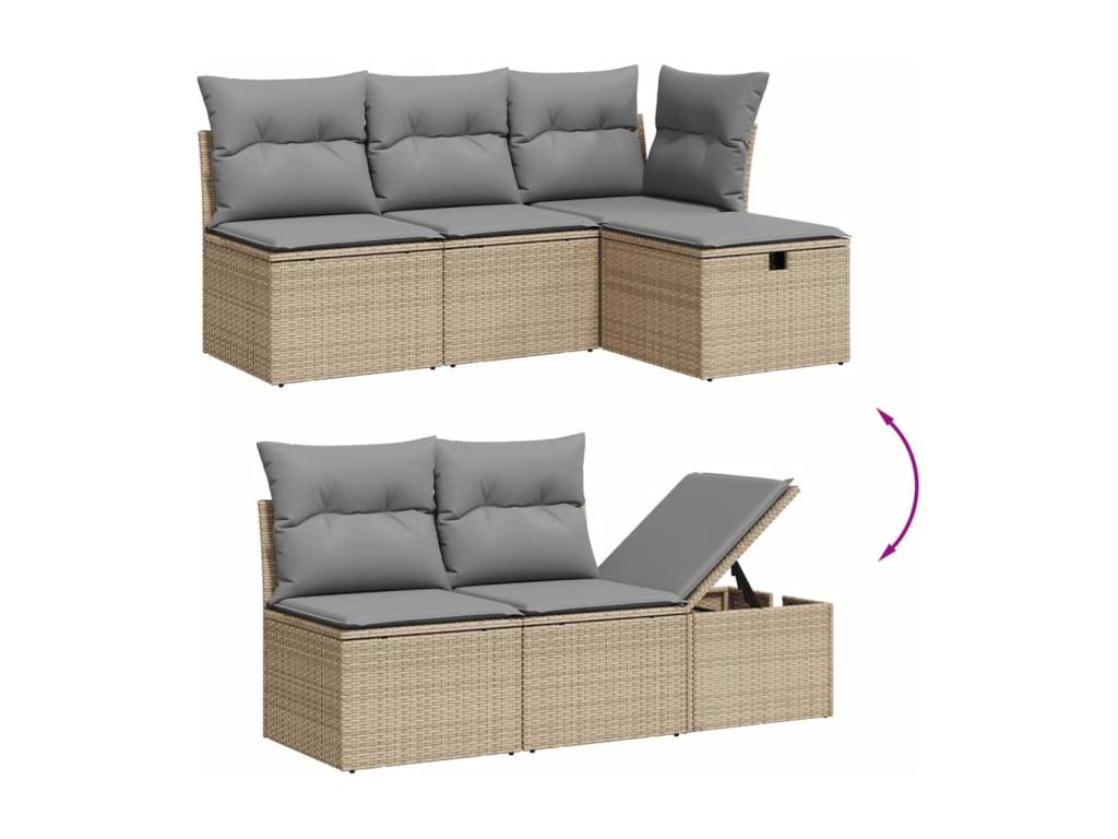 Beige Woven Resin Wicker Outdoor Furniture Set - dlz1766587276047