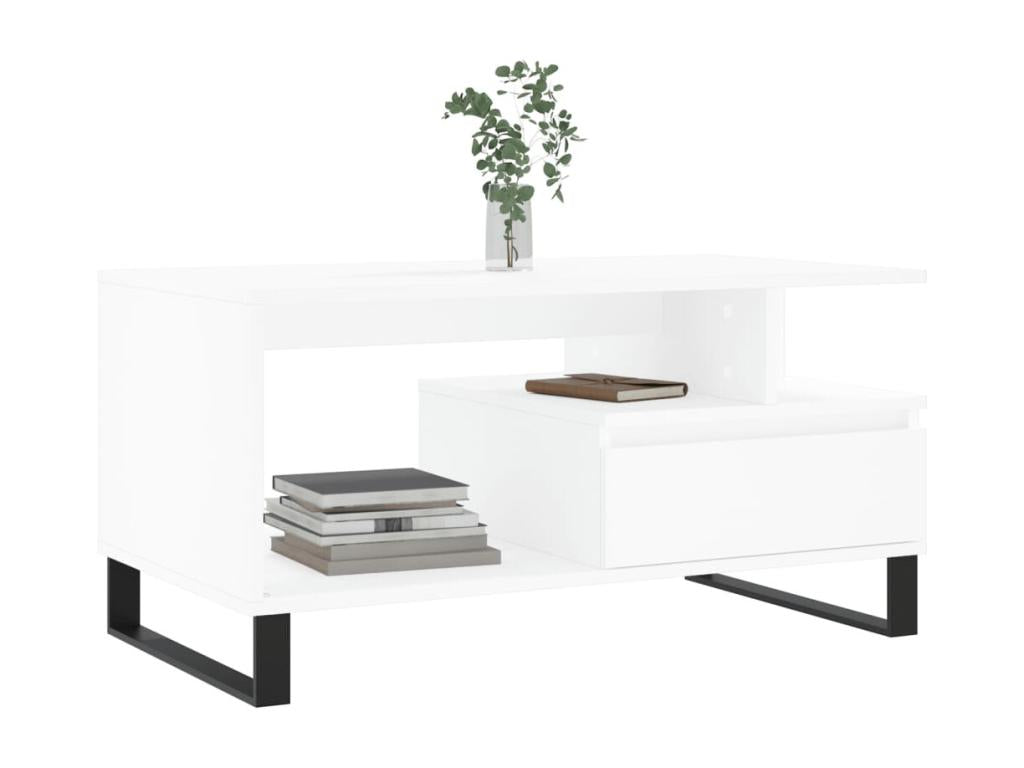 White Engineered Wood Coffee Table, 90 x 49 x 45 cm