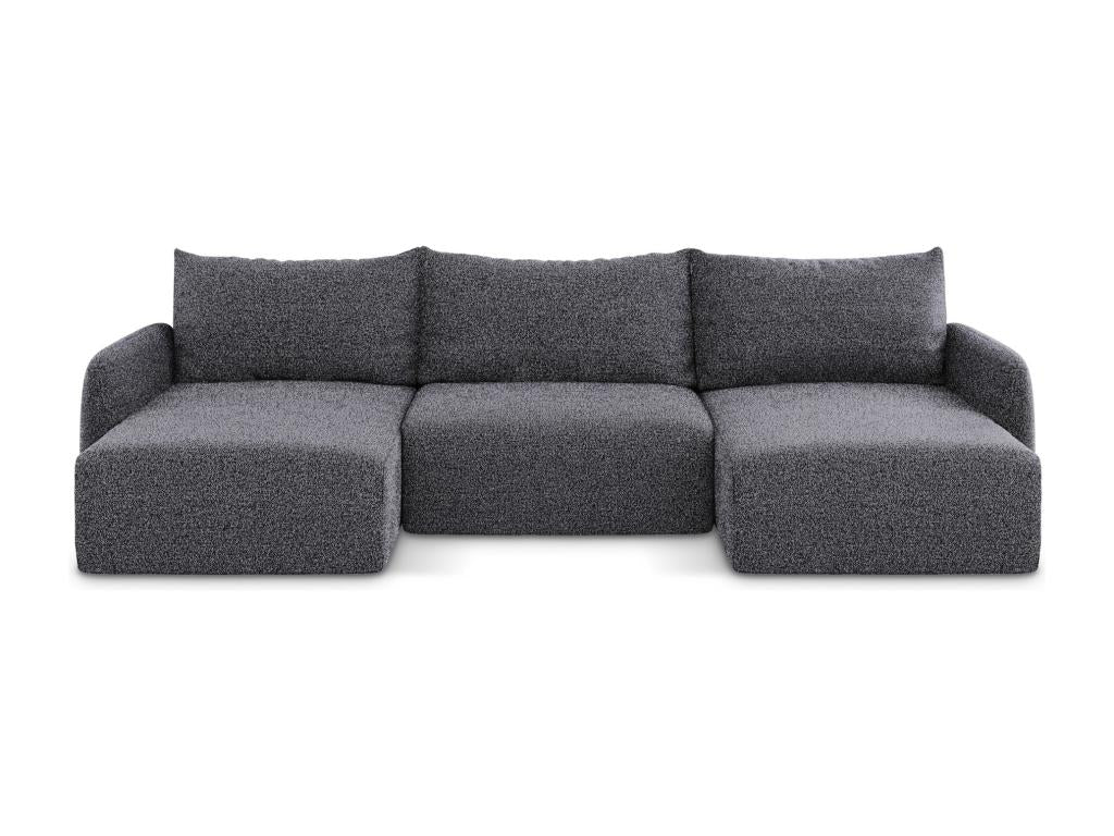 Black Boucle Fabric Sofa Bed