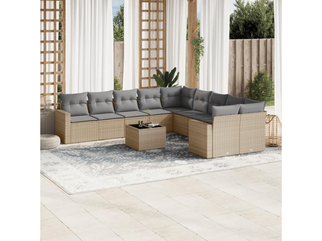 Beige Woven Resin Wicker Outdoor Furniture Set - dlz1766587569105