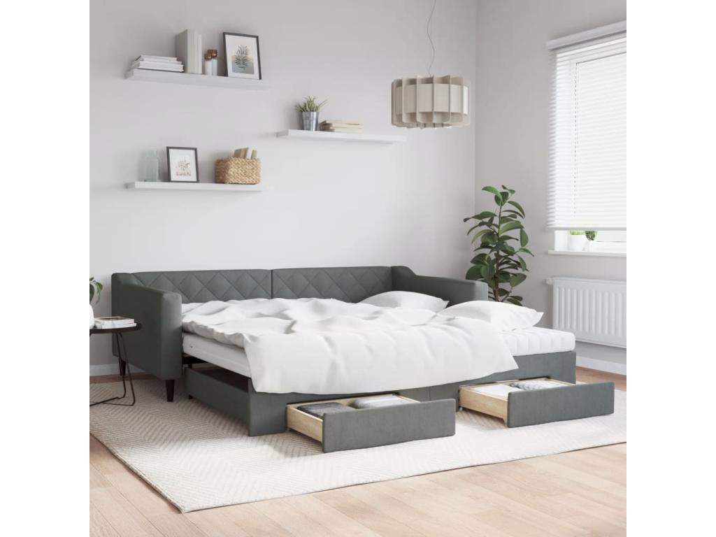 Gray Fabric Bed, 100 x 200 cm