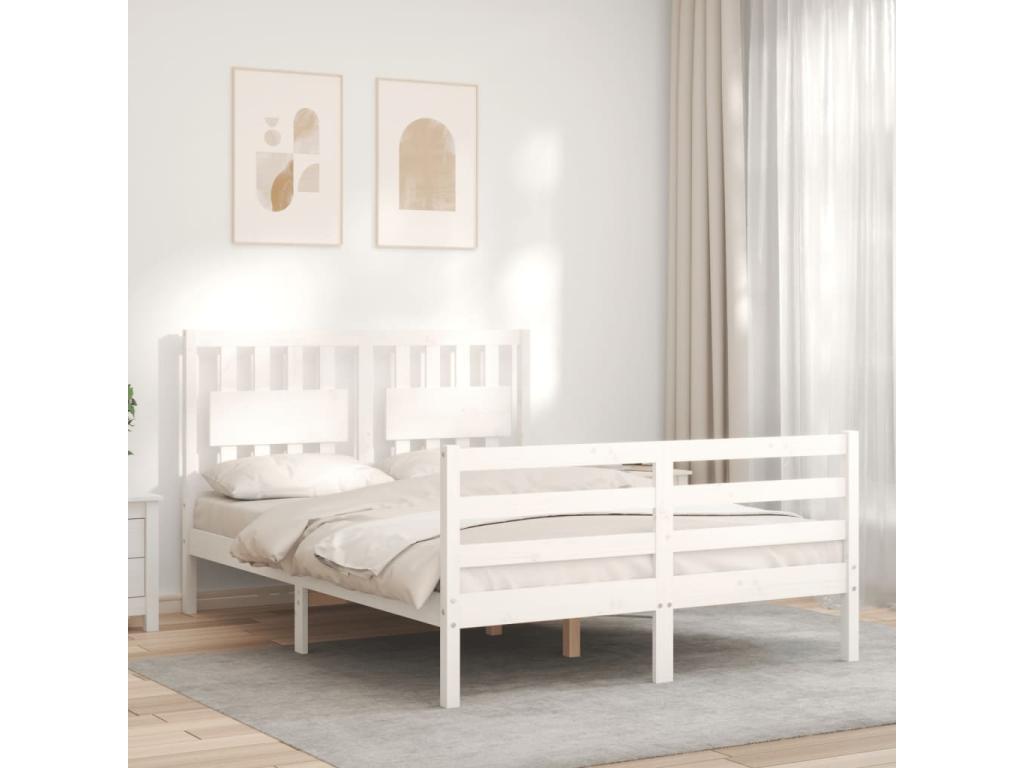 White Solid Wood Bed Frame, 120 x 200 cm