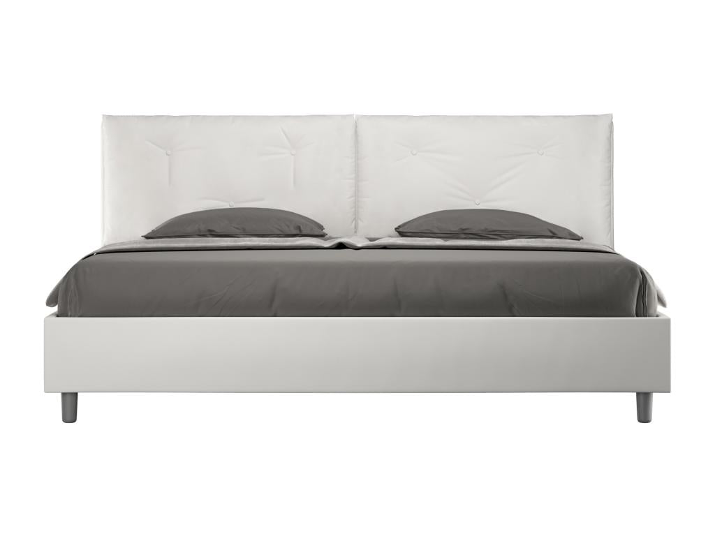 White Faux Leather Bed, 200 x 200 cm