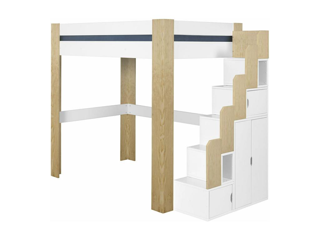 White Solid Wood Bed, 90 x 190 cm
