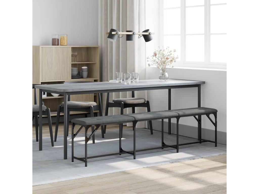 Gray Fabric Bench, 186 x 32 x 45 cm