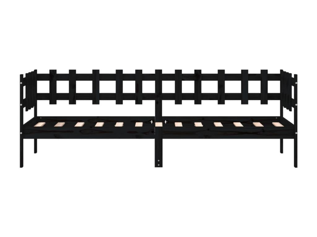 Black Pine Wood Bed, 90 x 200 cm