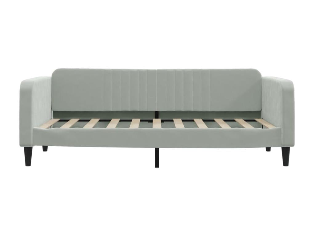 Gray Velvet Bed, 90 x 190 cm